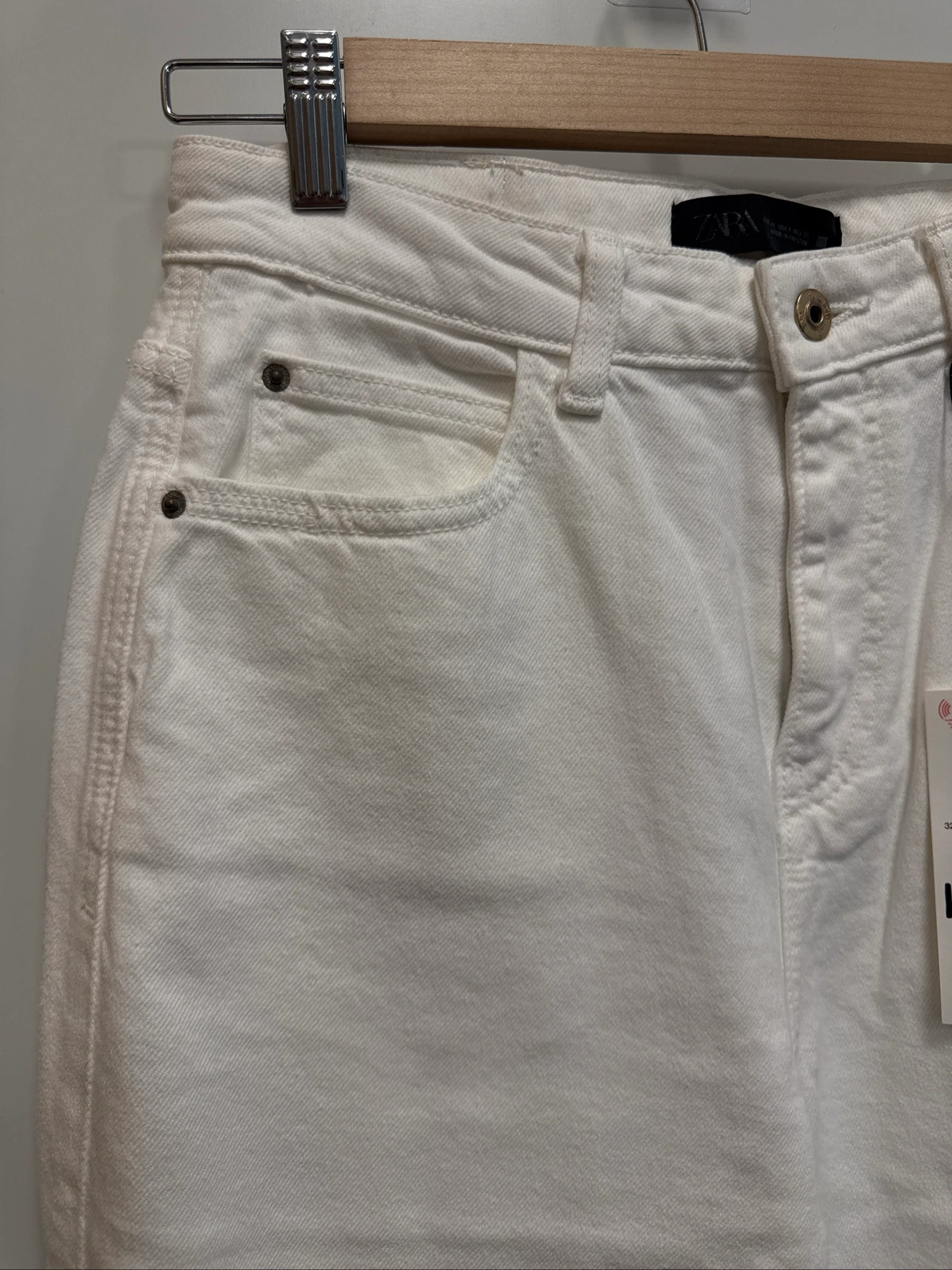 ZARA Calça branca reta cropped Tamanho 40 Nova com etiquetas – photo 4
